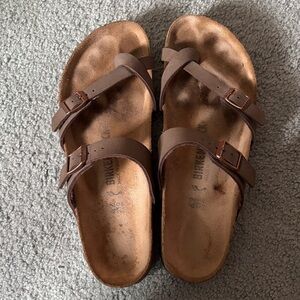 Birkenstock Brown Double Strap Slide Sandals